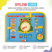 Montessori Activiteiten Boek - Nederlands - Busy Board - Perfect voor op Vakantie - Klok lezen - Motoriek Map voor Thuis en Onderweg - Leren Veter Strikken - Activiteitenboek - Vaardigheden Kinderen - Educatief Spel - Dinosaurus blauw