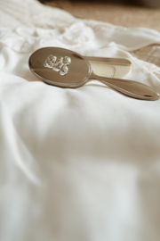 Baby haarborstel zilver 2 delig set